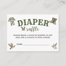 Ducha de bebé niño cacería rifa de pañales