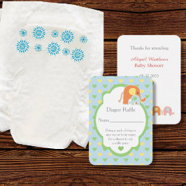 Tarjeta De Recepción Ducha de bebé niño elefantes rifa de pañales