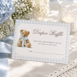 Tarjeta De Recepción Ducha de bebé niño oso azul rifa de pañales