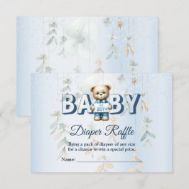 Tarjeta De Recepción Ducha de Bebé Oso de Peluche Lindo Floral Azul