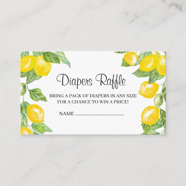 Tarjeta De Recepción Ducha de bebé Rifa de los pañales (Anverso)