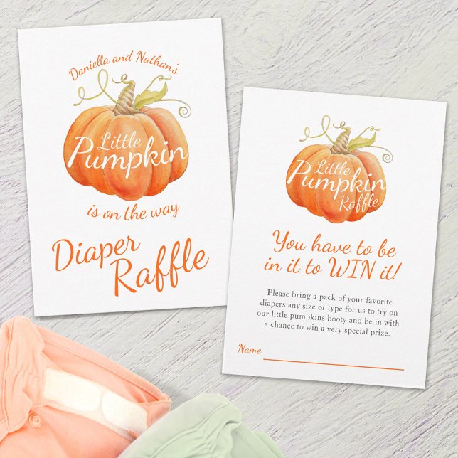Tarjeta De Recepción Ducha de bebé rifa de pañales de calabaza (Subido por el creador)