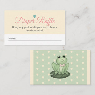 Tarjeta De Recepción Ducha de Bebé Rifa de Pañales Rana Crema Caprichos