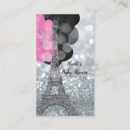 Tarjeta De Recepción Ducha de Bebé Torre Eiffel Brillo Plateado Rifa de