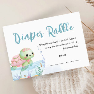 Tarjeta De Recepción Ducha de bebé tortuga marina Diaper Rafflle