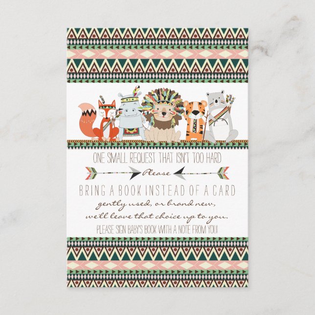 Tarjeta De Recepción Ducha de bebé tribal trae un libro (Anverso)