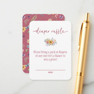 Tarjeta De Recepción Ducha de bebé Wildflower Solid Rose Sorteo de paña