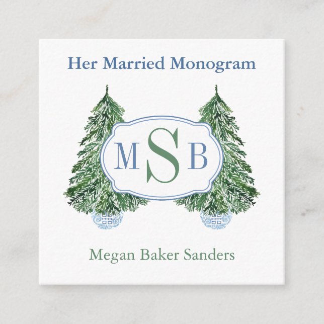 Tarjeta De Recepción Ducha de Boda de Invierno Preppy Monogramas Casado (Anverso)