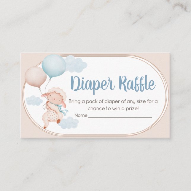 Tarjeta De Recepción Ducha de Corderito Bebe Rifa de Pañales (Anverso)