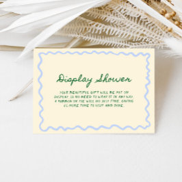 Tarjeta De Recepción Ducha de exhibición azul verde caprichosa y manusc