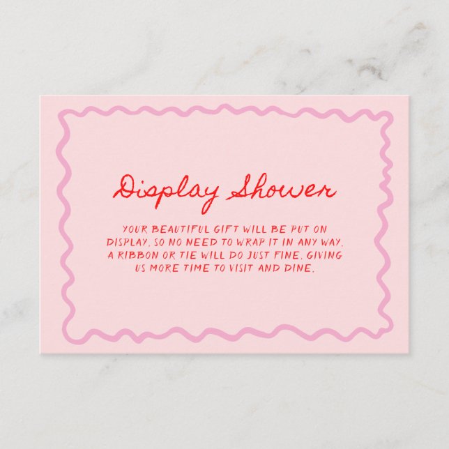 Tarjeta De Recepción Ducha de exhibición caprichosa escrita a mano rosa (Anverso)