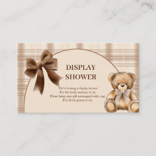 Tarjeta De Recepción Ducha de exhibición de oso de peluche beige a cuad