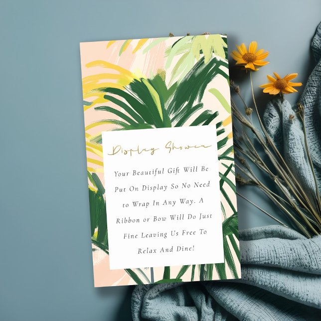 Tarjeta De Recepción Ducha de exhibición de palma tropical verde boho B (Subido por el creador)