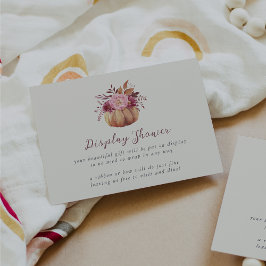 Tarjeta De Recepción Ducha de exposición de calabaza y flores silvestre