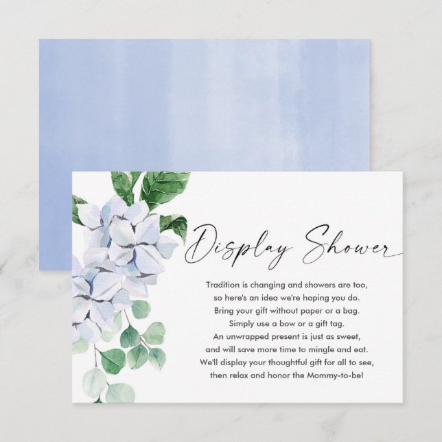 Tarjeta De Recepción Ducha de exposición floral azul de primavera (Anverso / Reverso)