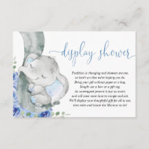 Ducha de exposición floral azul para elefante