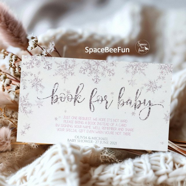 Tarjeta De Recepción Ducha de invierno con copo de nieve (snowflake diaper raffle,winter baby shower,book for baby,snowflake book for baby,winter diaper raffl)