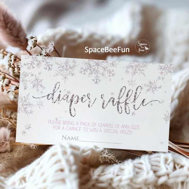 Tarjeta De Recepción Ducha de invierno con copo de nieve (snowflake diaper raffle,winter baby shower,book for baby,snowflake book for baby,winter diaper raffl)