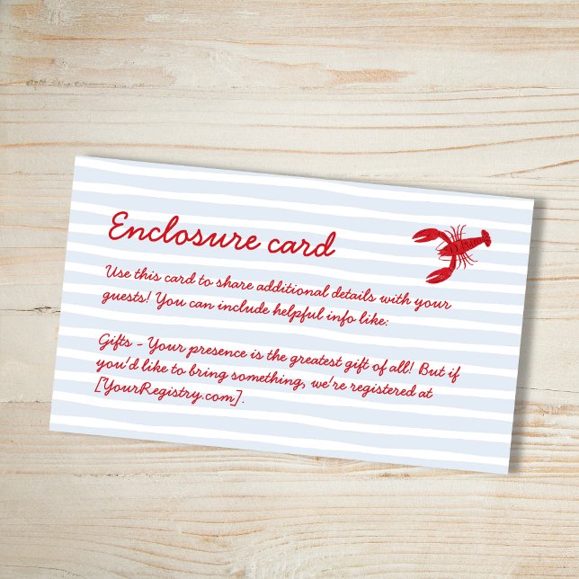 Tarjeta De Recepción Ducha de las parejas de compromiso de hervir lango (Crawfish Boil Engagement Couples Shower Enclosure Card)