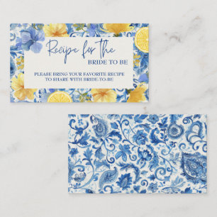 Tarjeta De Recepción Ducha de limón cítrico amarillo y azul de novia