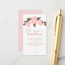 Tarjeta De Recepción Ducha de Niña Rosa Boho Floral Diaper Raffle