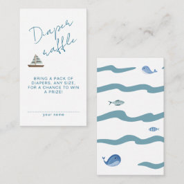 Tarjeta De Recepción Ducha de Niño Azul Ondas Náuticas de Pañal Raffley