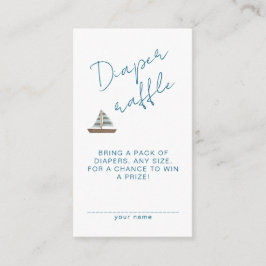 Tarjeta De Recepción Ducha de Niño Azul Ondas Náuticas de Pañal Raffley