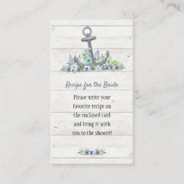 Tarjeta De Recepción Ducha de Novia Ancla Náutica Floral