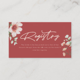 Tarjeta De Recepción Ducha de Novia con Código QR de Registro Floral Ro