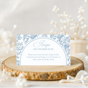 Tarjeta De Recepción Ducha de Novia con Receta de Toile Floral Azul Pol