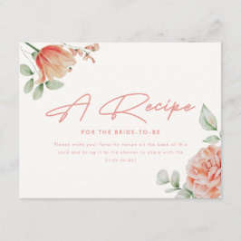 Tarjeta De Recepción Ducha de Novia con Receta Personalizada de Floral 