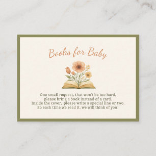 Tarjeta De Recepción Ducha de Novia con Tema de Libros - Floral Acuarel