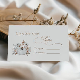 Tarjeta De Recepción Ducha de novia de calabaza blanca Cuántos besos