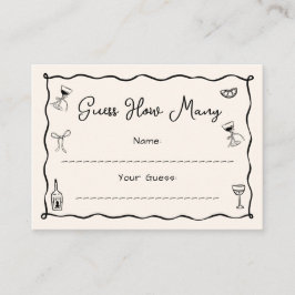 Tarjeta De Recepción Ducha de novia de mano negra adivina cuántas carta