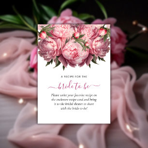 Tarjeta De Recepción Ducha de Novia de Peonías Rosas