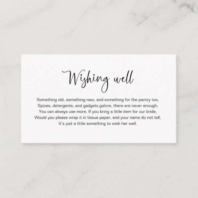 Tarjeta De Recepción Ducha de novia deseando bien insertar (Anverso)