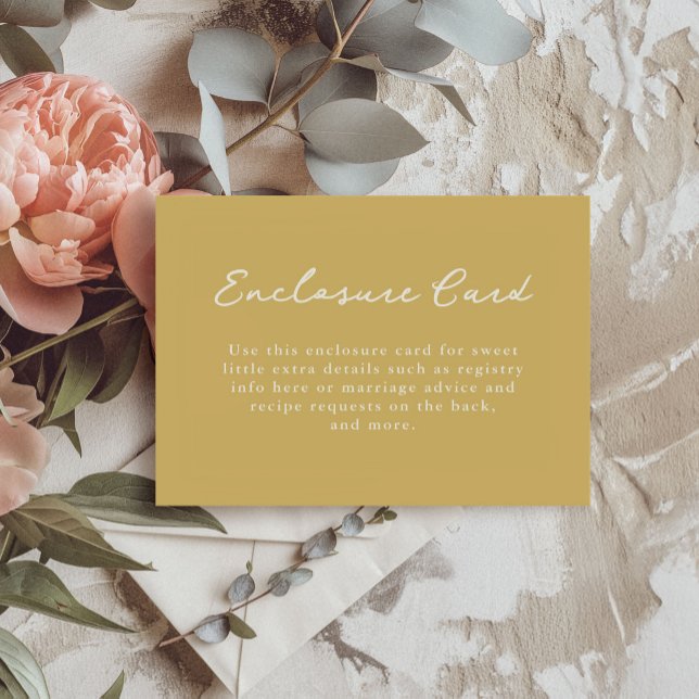 Tarjeta De Recepción Ducha de novia dorada y pekinesa (Golden enclosure card from the Gilded Garden bridal shower suite.)