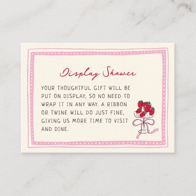 Tarjeta De Recepción Ducha de Novia Dulce de Fresa (Anverso)