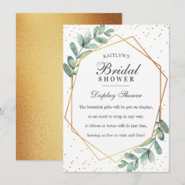 Tarjeta De Recepción Ducha de Novia Geométrica Eucalipto Dorado