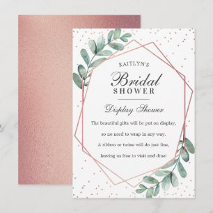 Tarjeta De Recepción Ducha de Novia Geométrica Eucalipto Rosa Dorado
