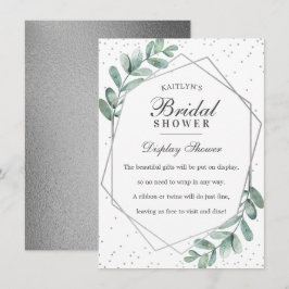 Tarjeta De Recepción Ducha de novia geométrica Eucalyptus Silver