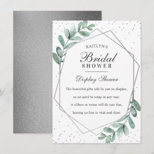 Tarjeta De Recepción Ducha de novia geométrica Eucalyptus Silver