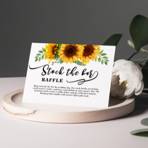 Tarjeta De Recepción Ducha de Novia Girasoles Rústicos Abastece el bar