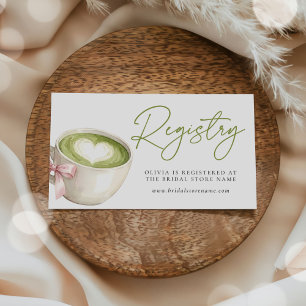Tarjeta De Recepción Ducha de Novia Matcha Latte Verde