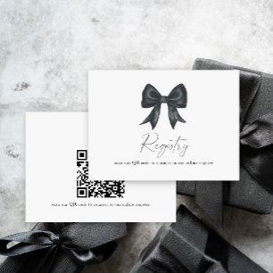Tarjeta De Recepción ducha de novia negra Bow código QR para registro