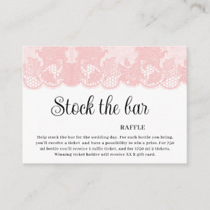 Tarjeta De Recepción Ducha de Novia Pink Lace Stock the bar