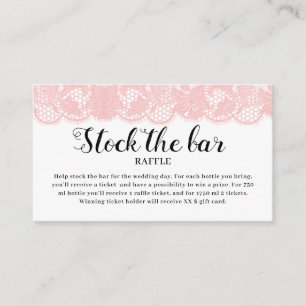 Tarjeta De Recepción Ducha de novia Pink Lace Stock the bar