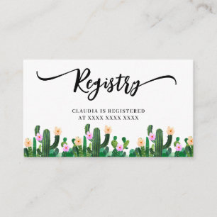 Tarjeta De Recepción Ducha de Novia Registro de Cactus
