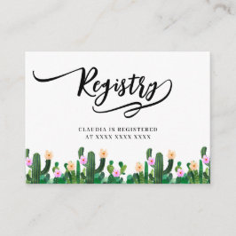 Tarjeta De Recepción Ducha de Novia Registro de Cactus
