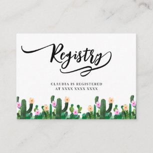 Tarjeta De Recepción Ducha de Novia Registro de Cactus